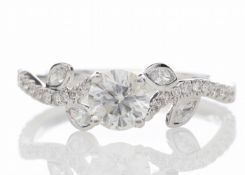 18ct White Gold Single Stone Diamond Ring With Stone Set Shoulders (0.55) 0.91 Carats - Valued by