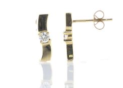 9ct Yellow Gold Wave Diamond Set Earrings 0.20 Carats - Valued by AGI £358.00 - 9ct Yellow Gold Wave