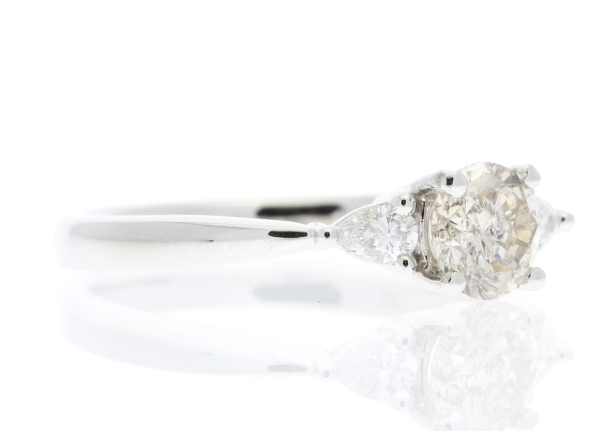 18ct White Gold Three Stone Claw Set Diamond Ring (0.59) 0.75 Carats - Valued by GIE £9,175.00 - - Image 4 of 5