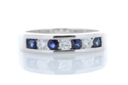 9ct White Gold Channel Set Semi Eternity Diamond And Sapphire Ring 0.25 Carats - Valued by AGI £1,