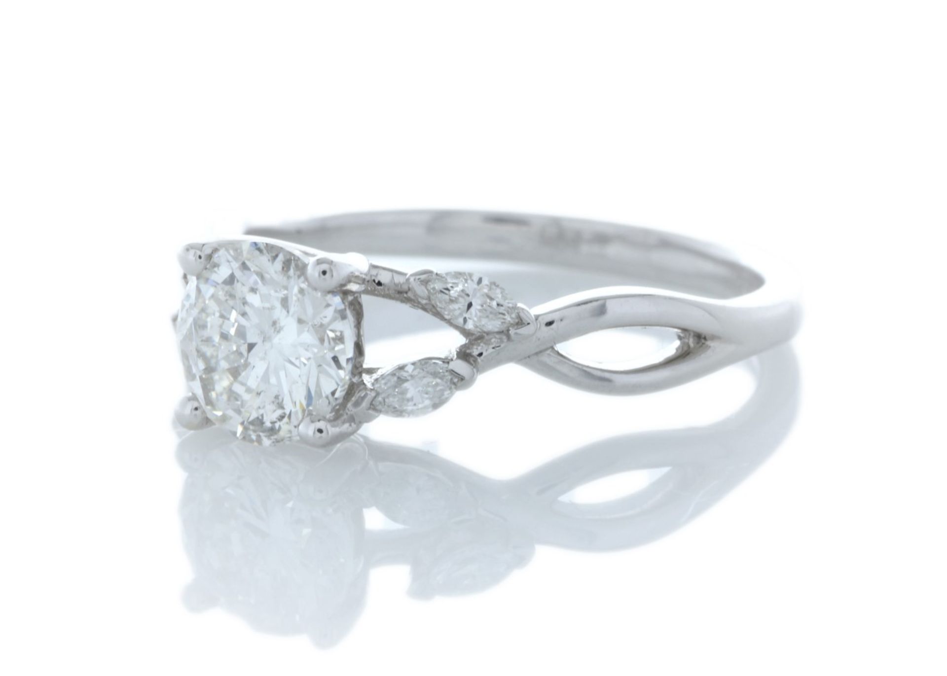 18ct White Gold Single Stone Diamond Ring With Marquise Set Shoulders (1.00) 1.16 Carats - Valued by - Image 2 of 4