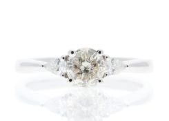18ct White Gold Three Stone Claw Set Diamond Ring (0.59) 0.75 Carats - Valued by GIE £9,175.00 -