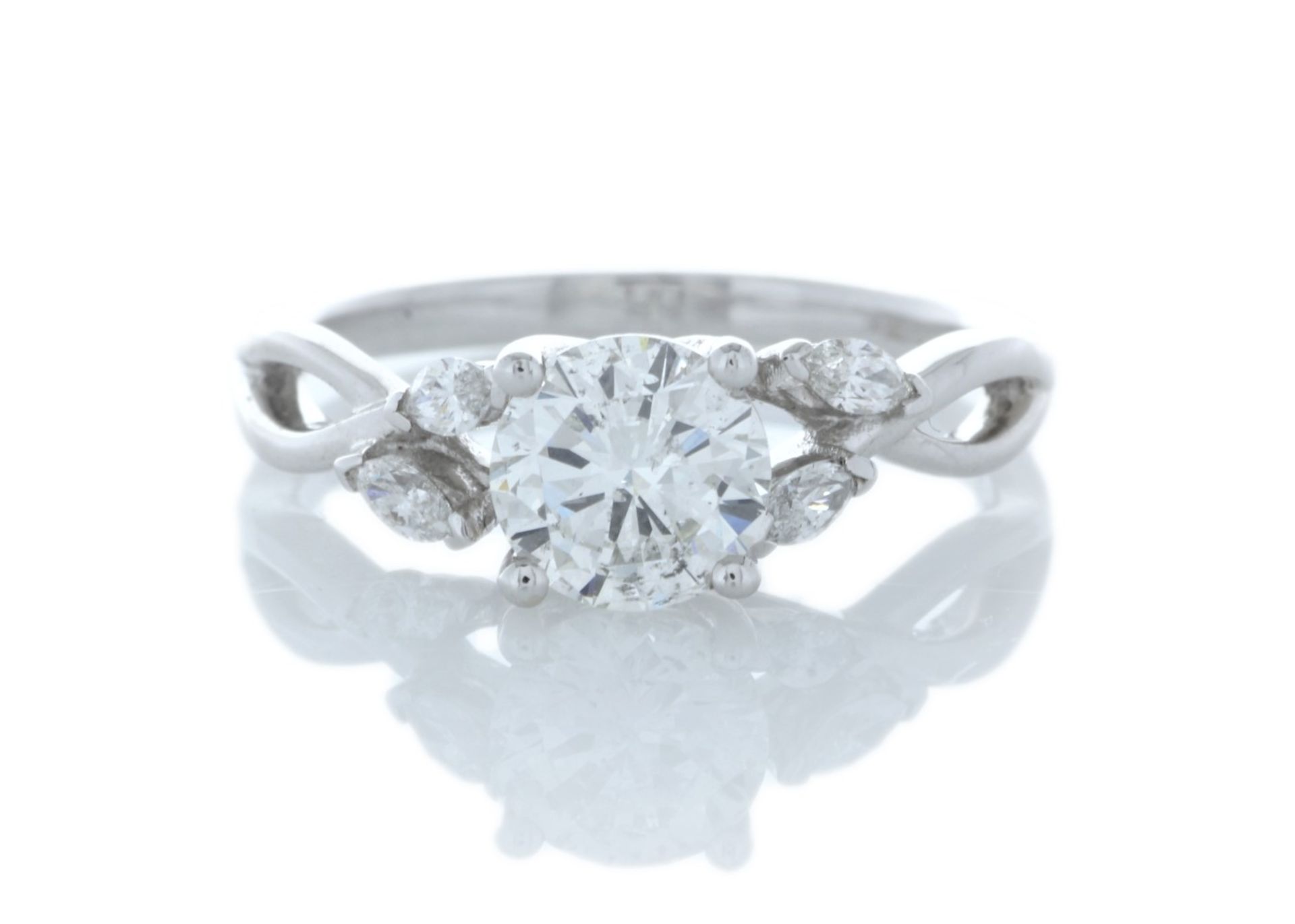 18ct White Gold Single Stone Diamond Ring With Marquise Set Shoulders (1.00) 1.16 Carats - Valued by