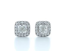 18ct White Gold Cushion Cut Diamond Halo Earrings 3.40 Carats - Valued by IDI £93,750.00 - 18ct