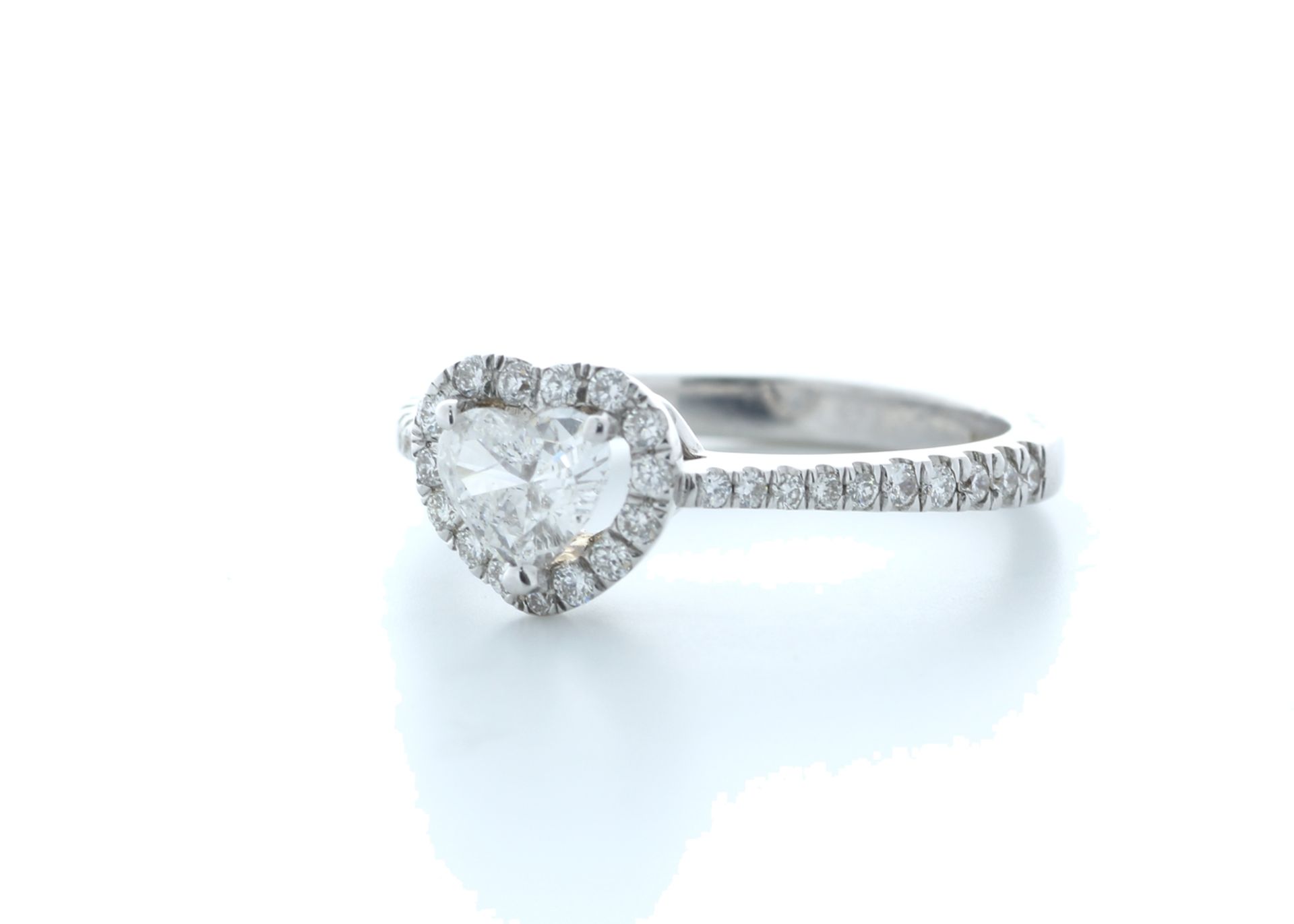 18ct White Gold Heart Shape Diamond With Halo Setting Ring 0.77 (0.45) Carats - Valued by IDI £4, - Image 2 of 5