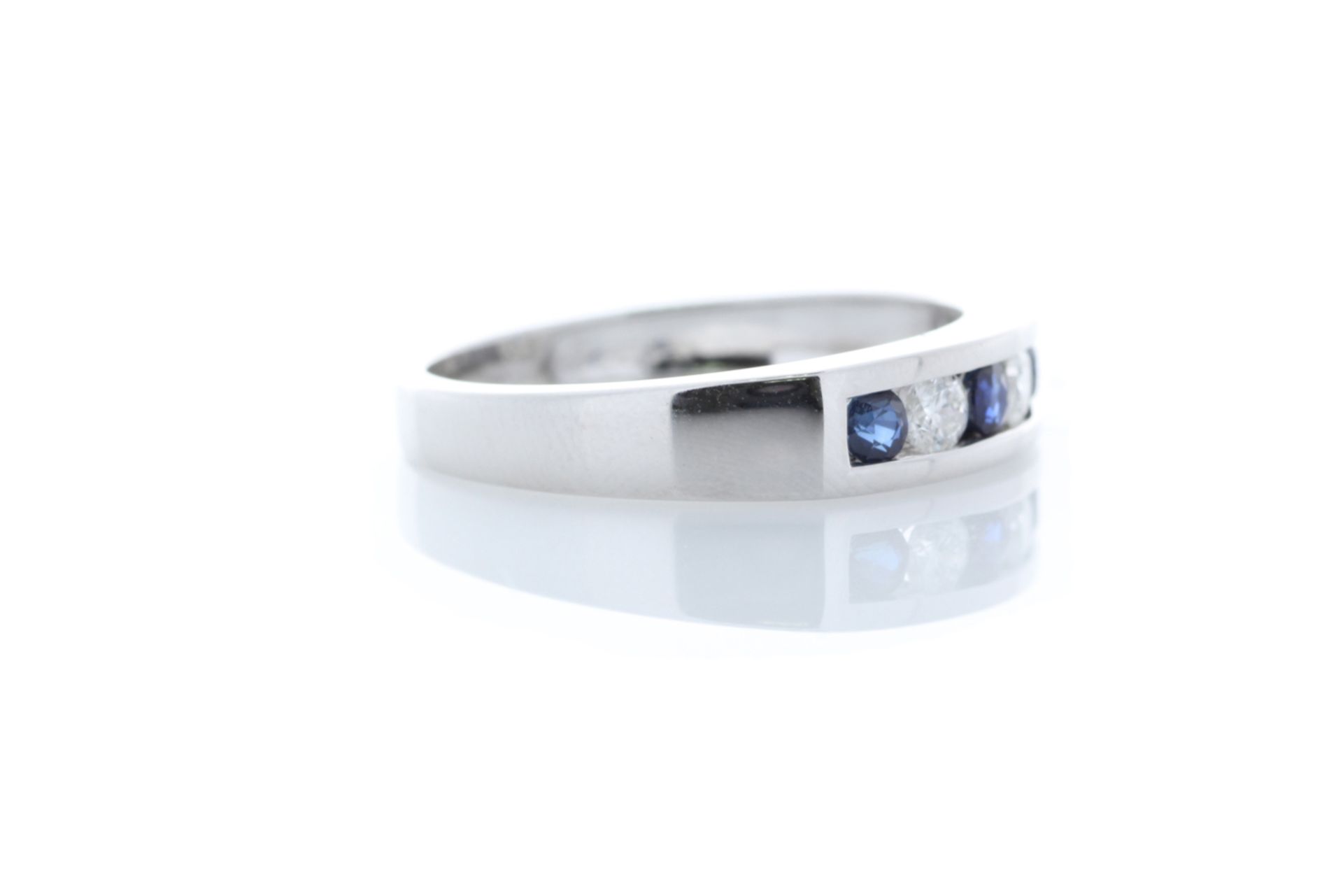 9ct White Gold Channel Set Semi Eternity Diamond And Sapphire Ring 0.25 Carats - Valued by AGI £1, - Image 4 of 4