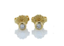 18ct Single Stone Rub Over Set Diamond Earring 0.10 Carats - Valued by GIE £445.00 - 18ct Single
