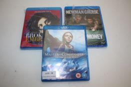 GRADE U- X3 BLU RAY DVD'S INCLUDING, MASTER AND COMMANDER, THE COLOUR OF MONEY ANDBROKEN EMBRACES