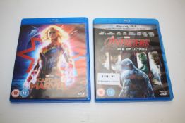 GRADE U- X2 BLU RAY DVD'S INCLUDING AVENGERS AGE OF ULTRON AND CAPTAIN MARVEL