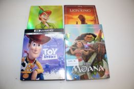 GRADE U- X4 BOXED DISNEY FILMS INCLUDING, MOANA, TOY STORY 4K ULTRA, THE LION KING AND PETER PAN