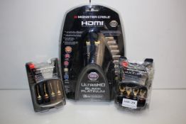 GRADE U- 3X ASSORTED BOXED MONSTER HIGH END CABLES TO INCLUDE ULTRA HD HDMI BLACK PLATINUM 3M &
