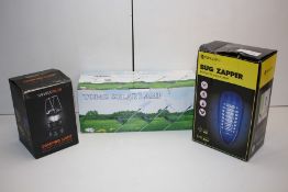 GRADE U- X3 BOXED ITEMS INCLUDING BUG ZAPPER, CAMPING LIGHTY AND TOPAZ SOLAR LAMP