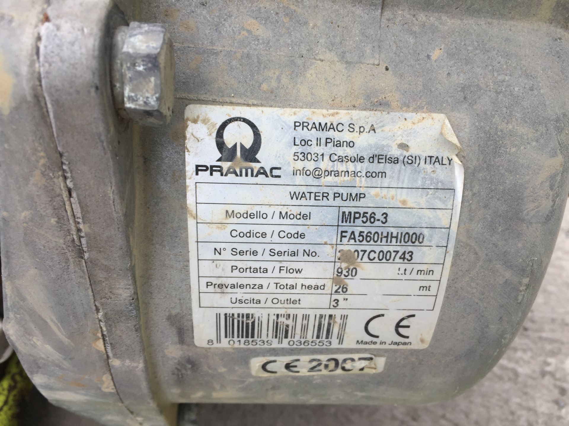PL-14599 UNRESERVED Pramac Honda GX160 Petrol Water Pump - Image 4 of 5