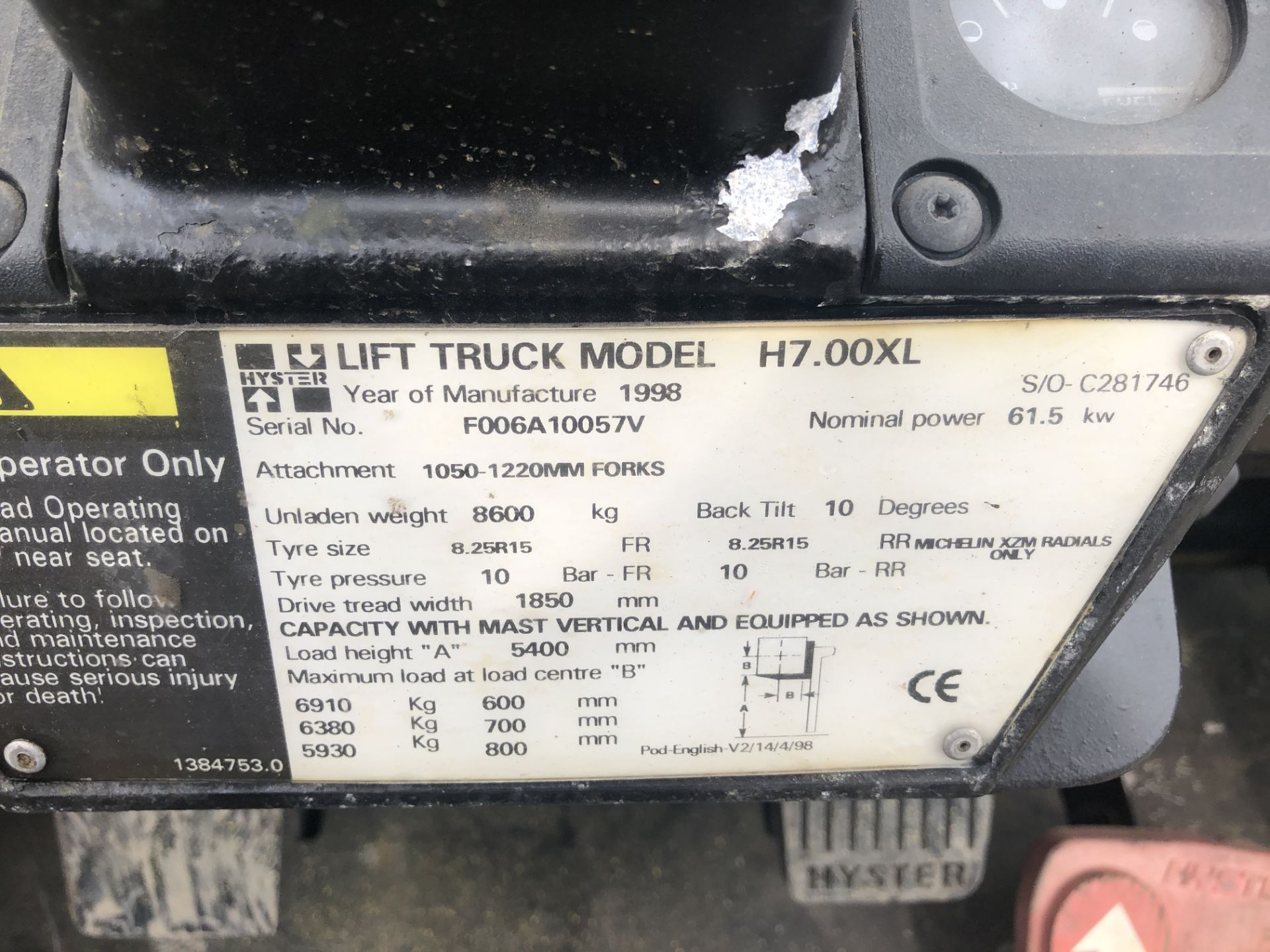 PL-14967 1998 Hyster H7.XL 7T Diesel Forklift - Image 31 of 33