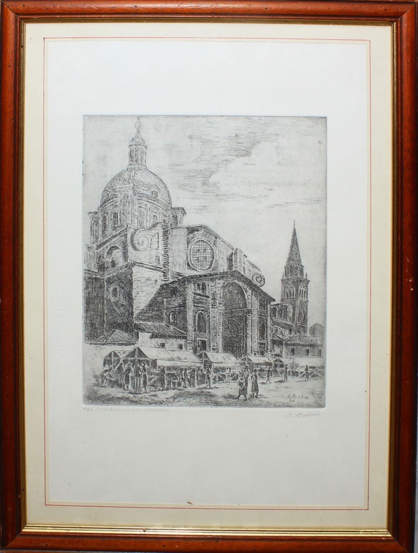 Sant'Andrea, a firma C. Bodini, acquaforte, cm. 35x50