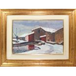 Nevicata, a firma G. Donati, olio su faesite, cm. 35x25