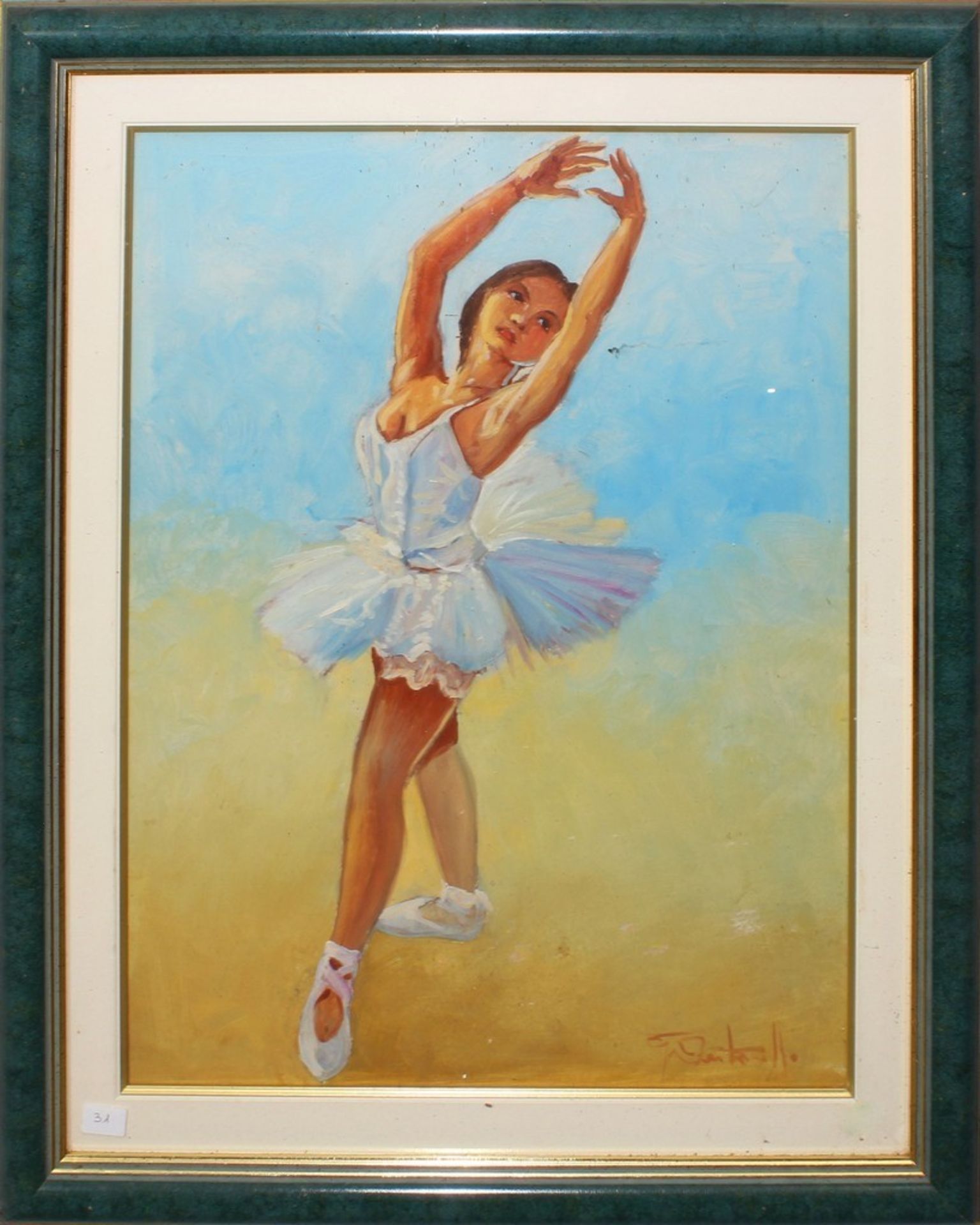 Ballerina, a firma G. Antonelli, olio, cm.45x60