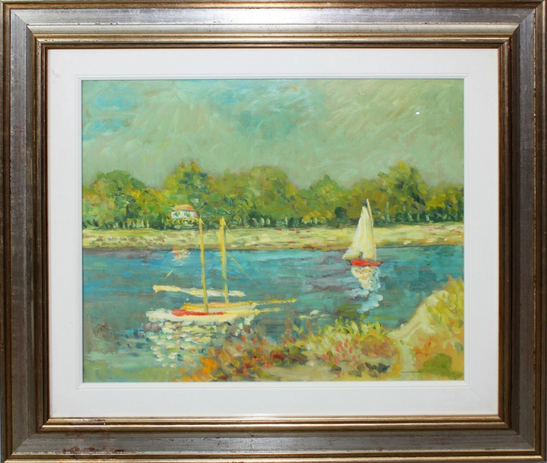 Lago, a firma G. Donati, olio, cm.50x40