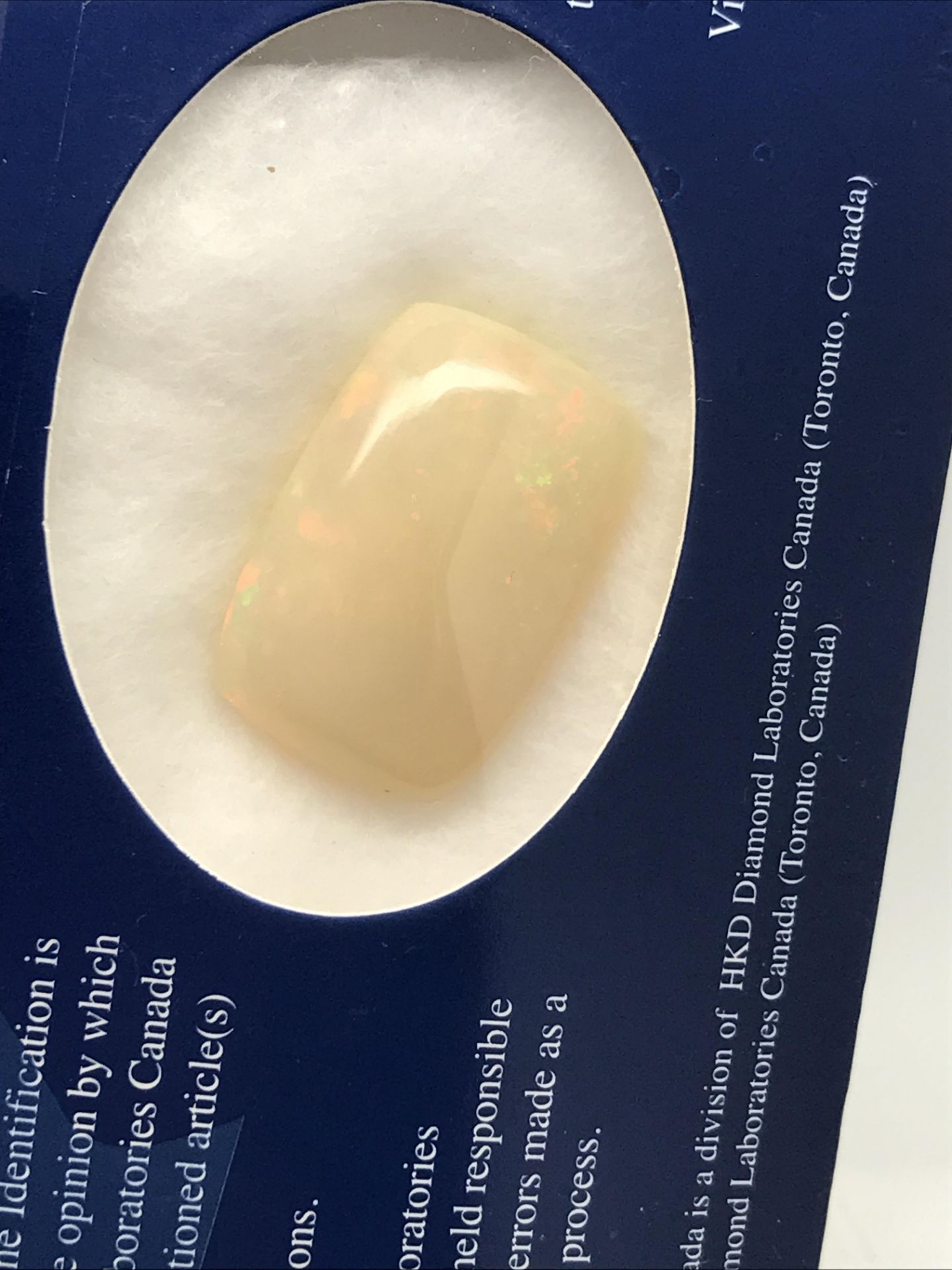 14.15CT NATURAL LOOSE OPAL HKD CERTIFIED - Image 3 of 3