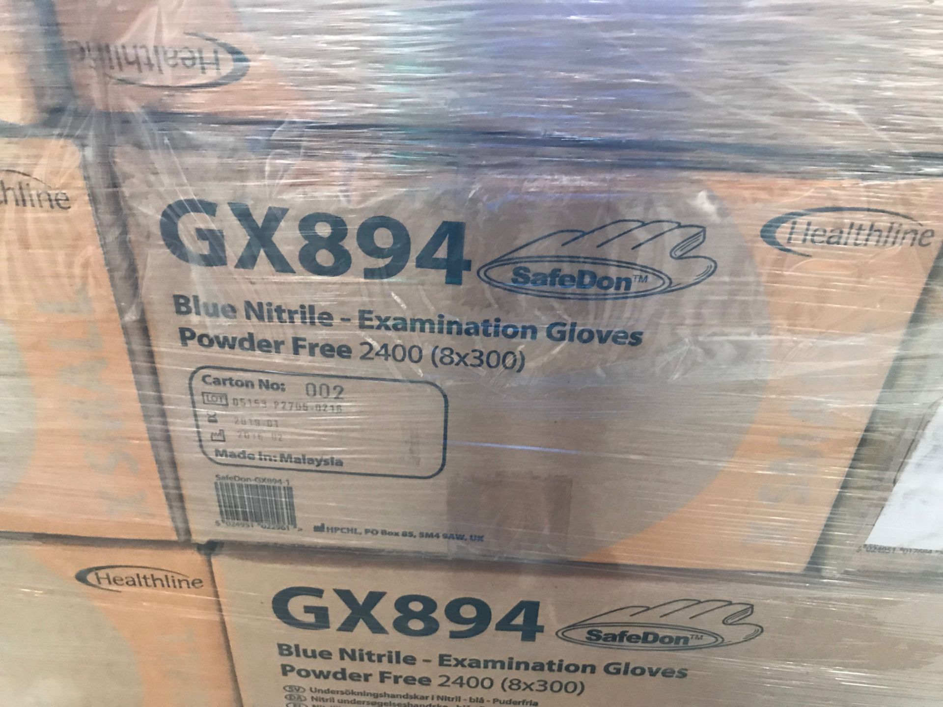 GX894 BLUE NITRILE EXAMINATION GLOVES POWDER FREE X SMALL 48 CASES ON PALLET - Image 2 of 2