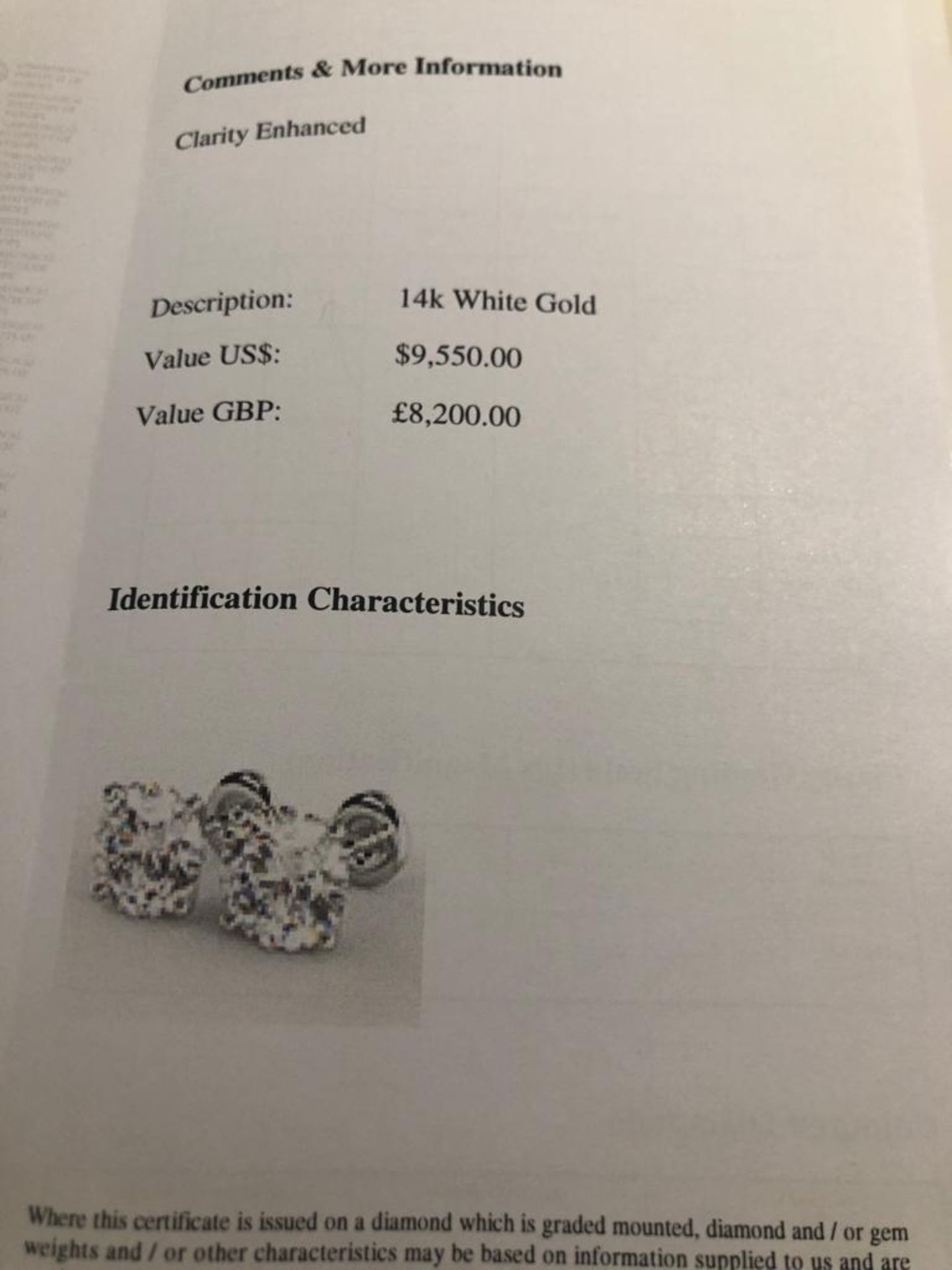 1.61 CT APPROX DIAMOND EARNINGS GIE CERIFICATE - Image 7 of 9