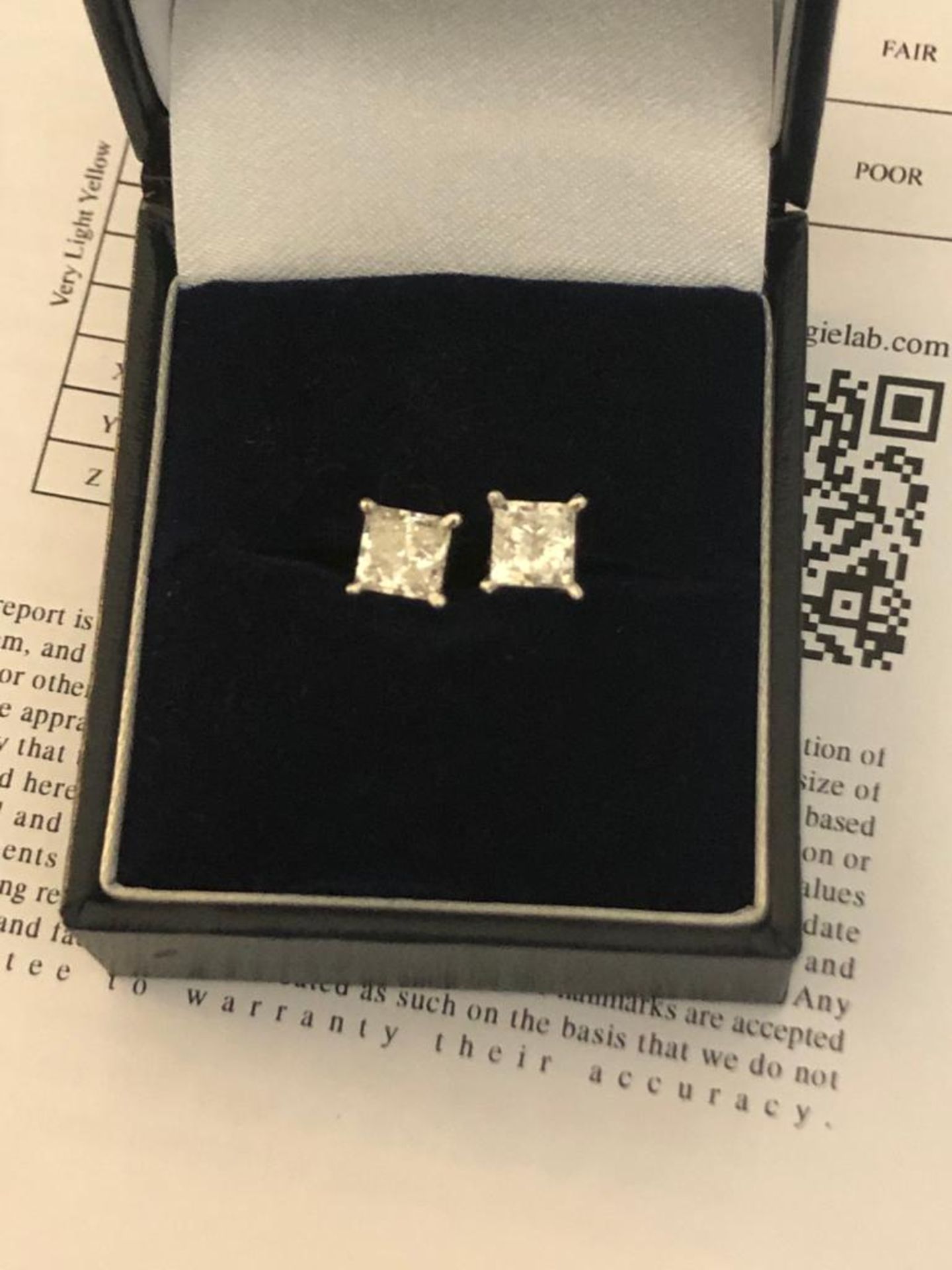 2.03 CT APPROX PRINCESS CUT DIAMOND EARINGS