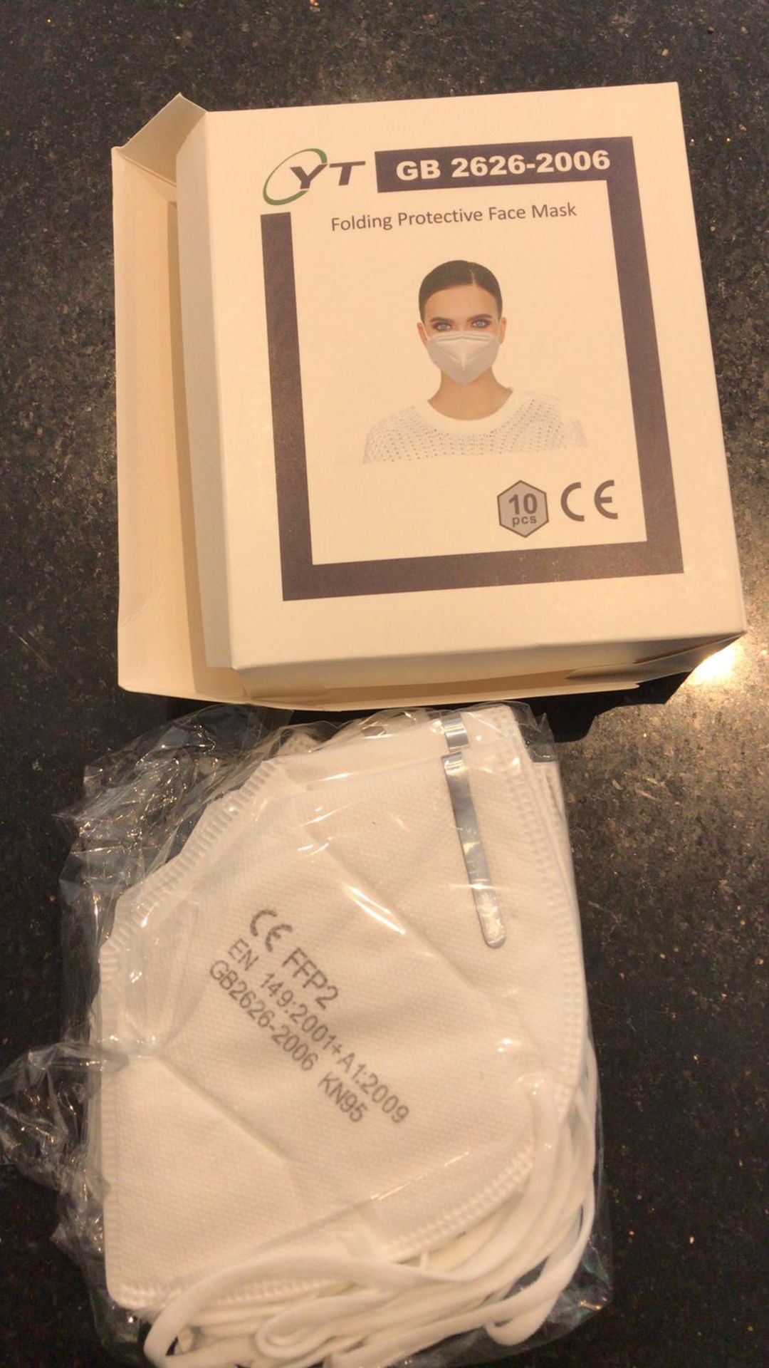 1,250X FFP2/KN95 FOLDING PROTECTIVE FACE MASK QTY: 1,250 1,250 PER CARTON WITH 125 BOXES OF 10. **NO - Image 2 of 3