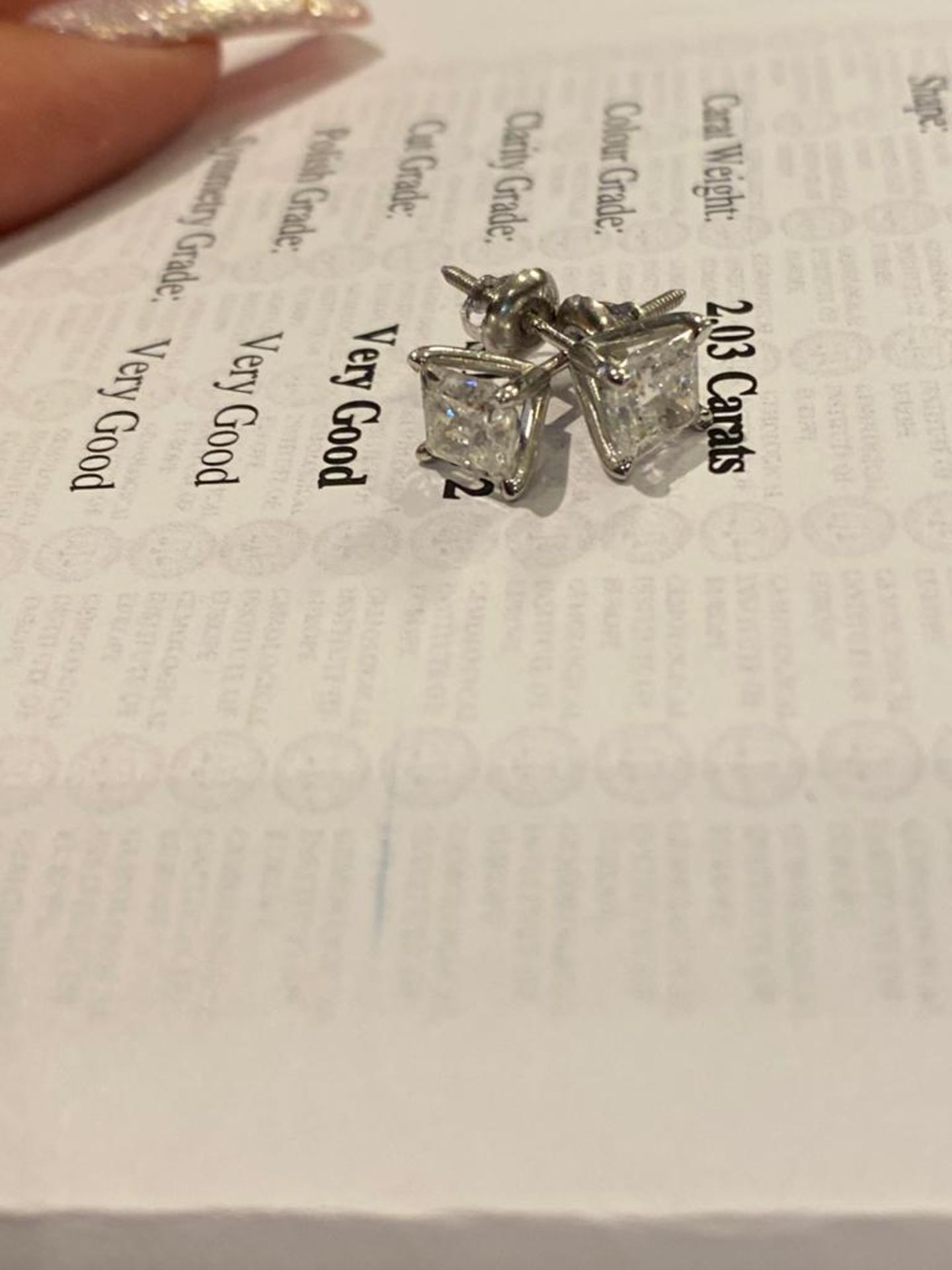 2.03 CT DIAMOND EARINGS - Image 2 of 5