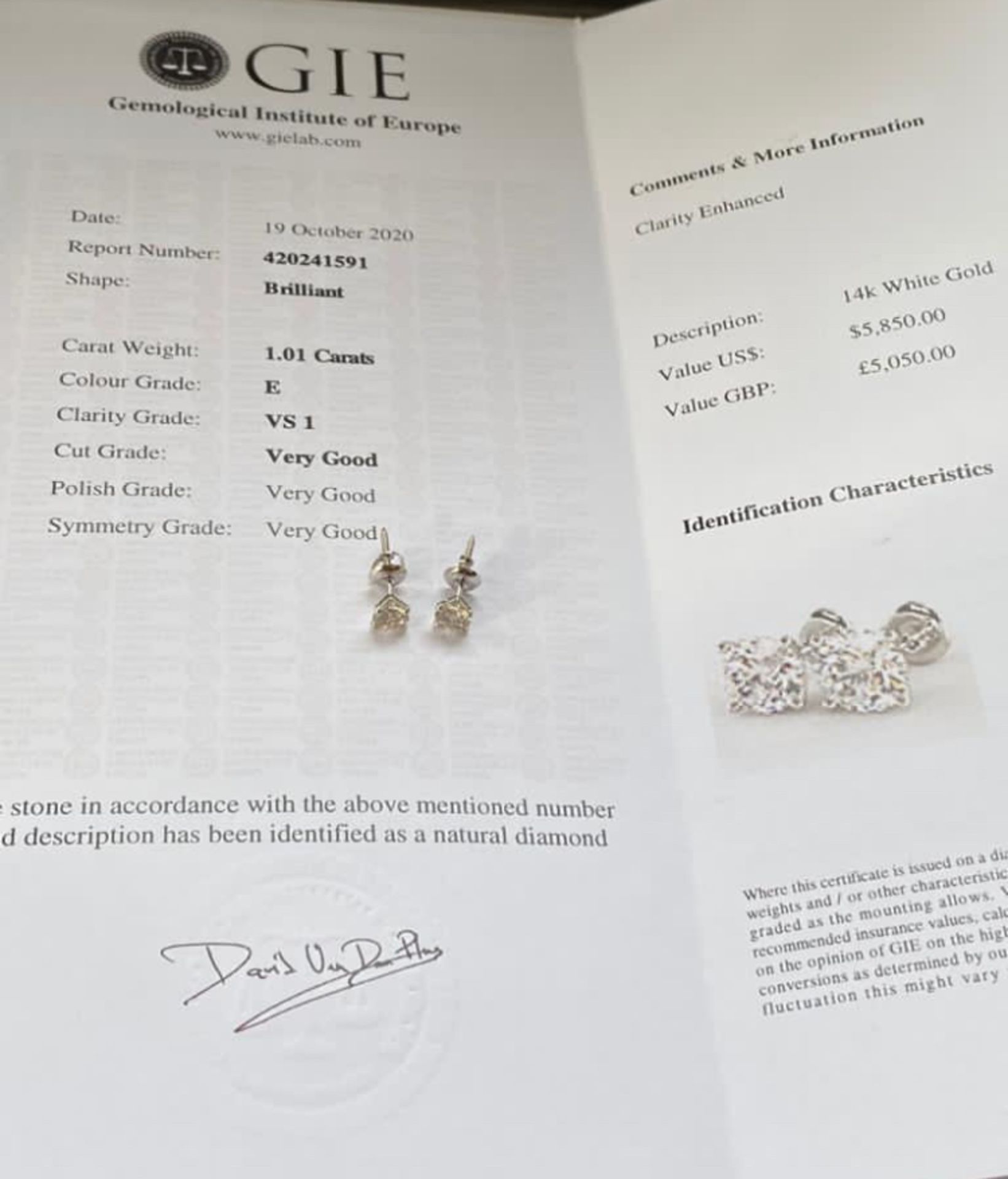 1.01 CT DIAMOND EARRINGS