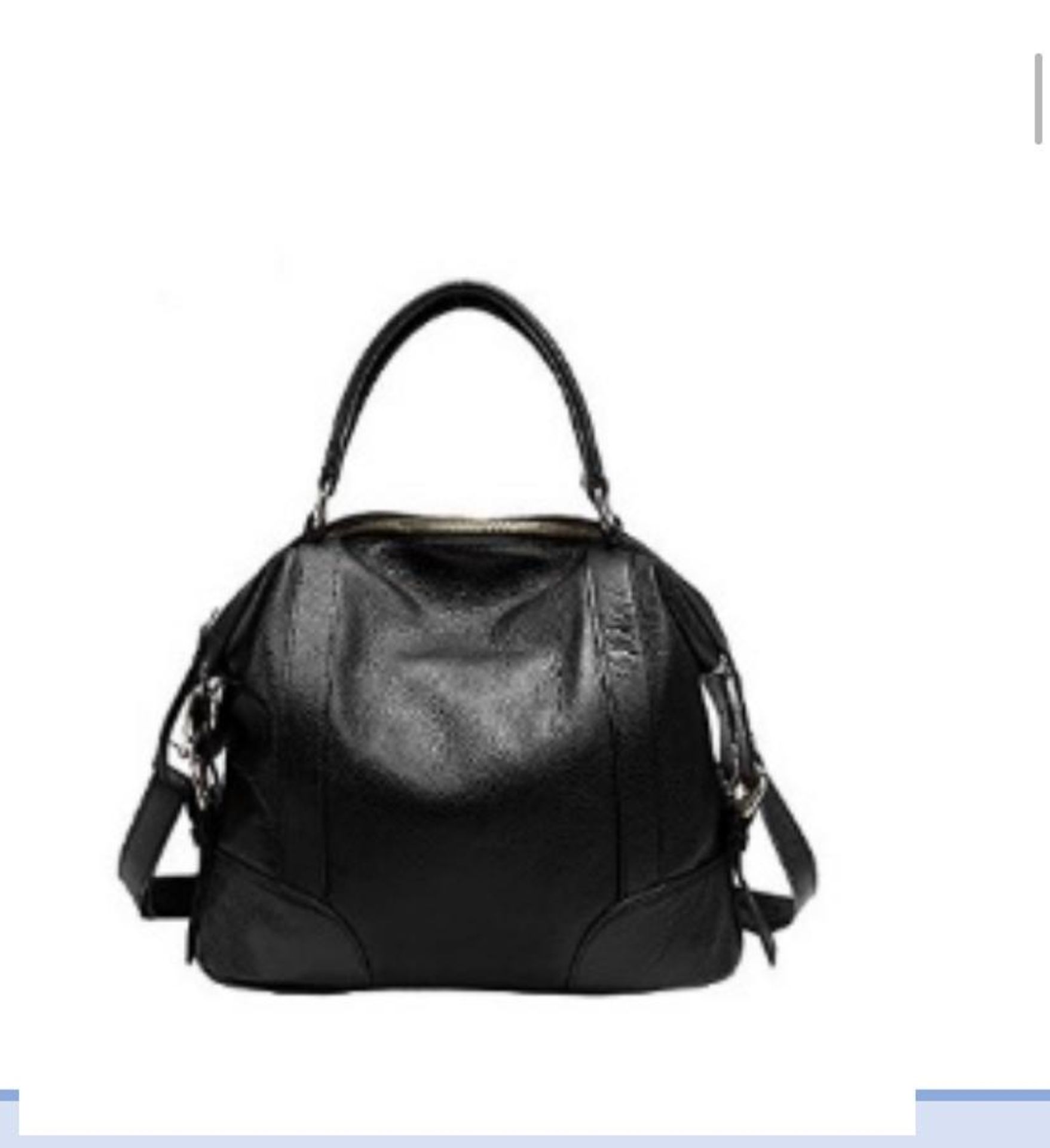 GENUINE LEATHER MEDIUM TOP HANDLE BAG BLACK