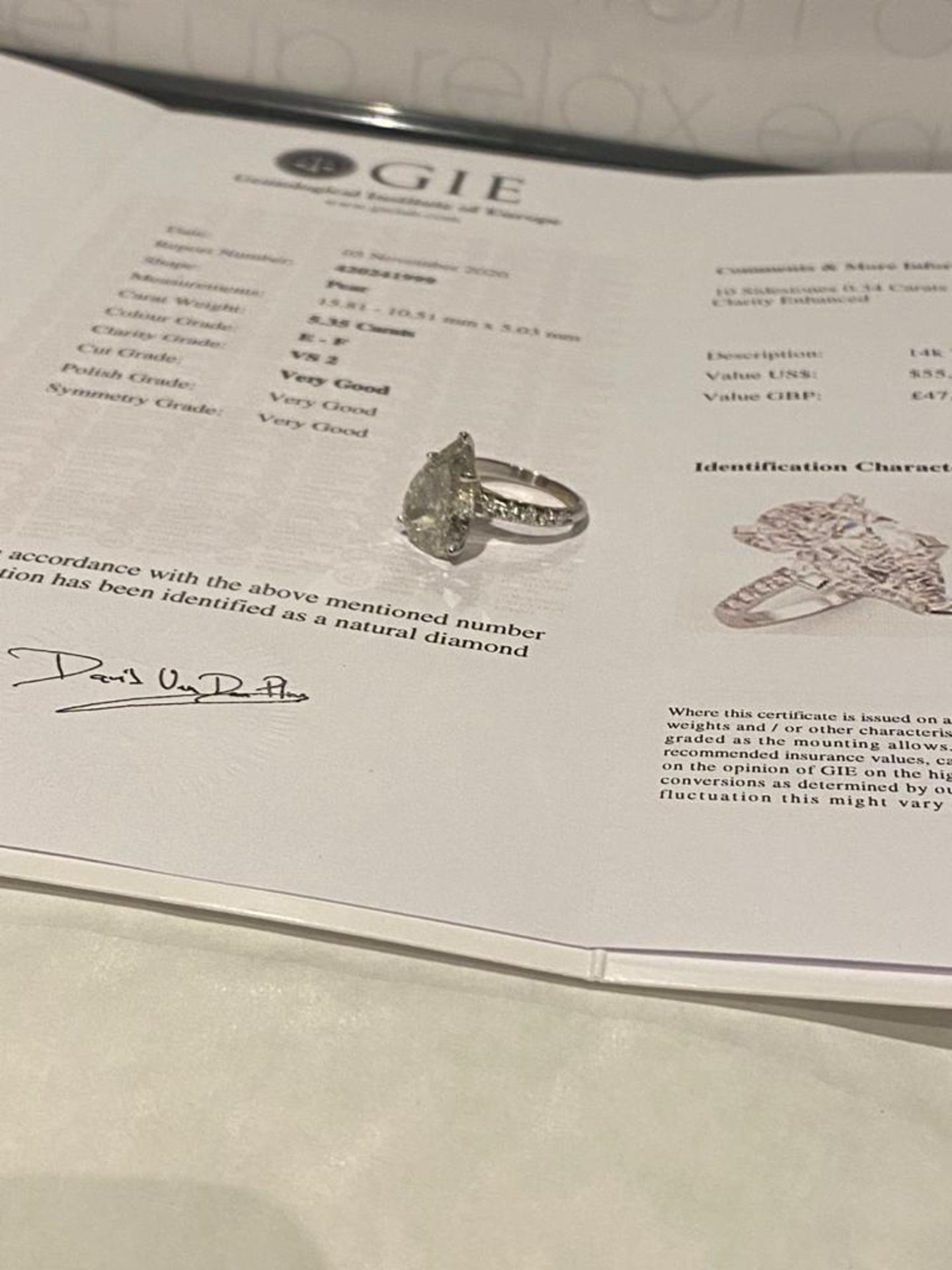 5.35 CT DIAMOND RING - Image 4 of 5