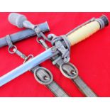 WW2 Nazi Germany Army officer’s dagger, scabbard, knot and hangers.