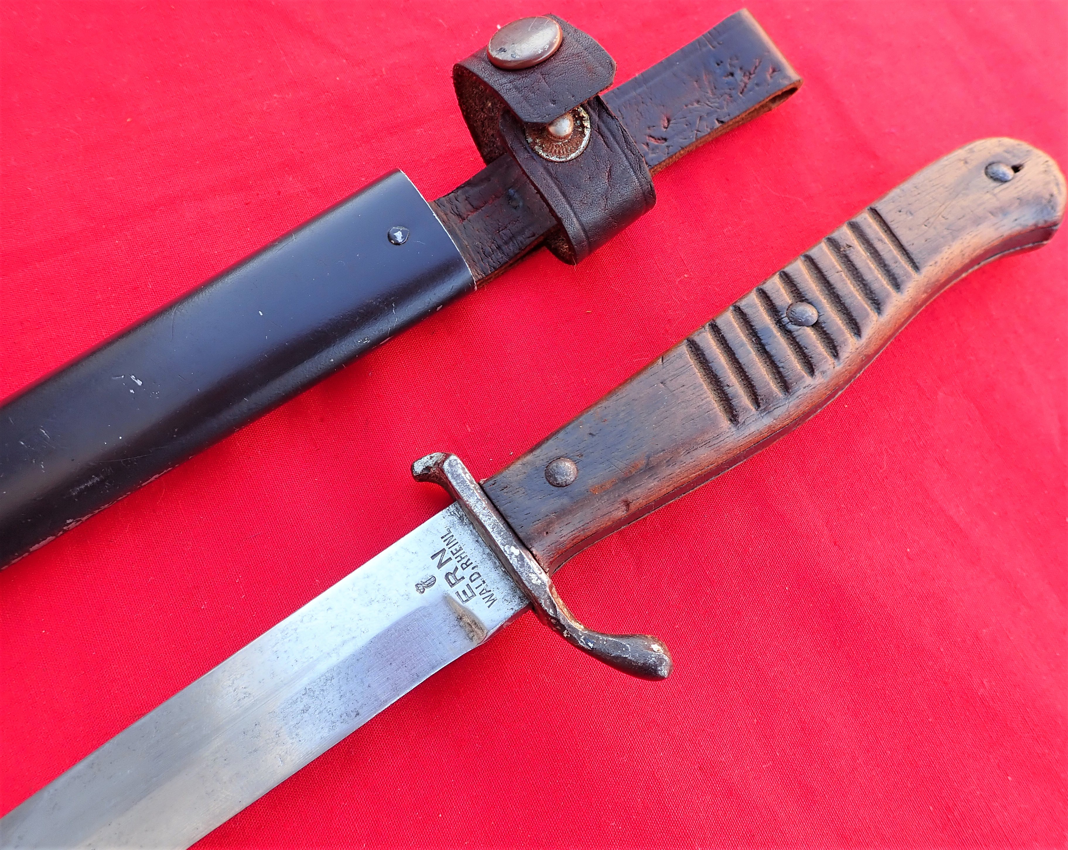 Imperial German WW1 regimentally numbered trench knife & scabbard.