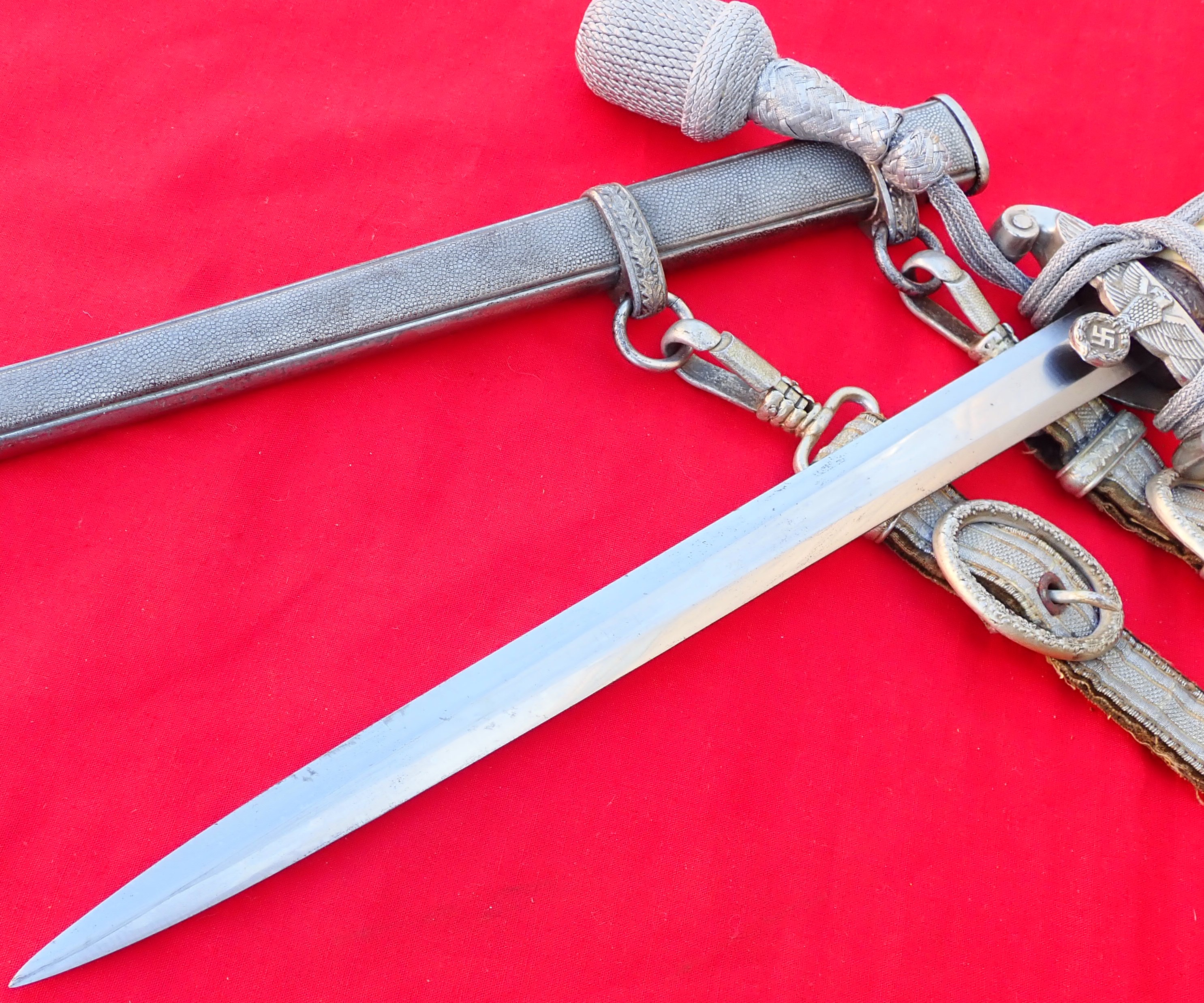 WW2 Nazi Germany Army officer’s dagger, scabbard, knot and hangers. - Image 3 of 9