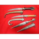 19th to early 20th century Indo Persian Moroccan Arabic jambya knives & Syrian dagger (3)