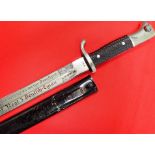 German K98 rifle bayonet & scabbard by W.K.C. with post war etched blade