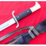 WW2 Nazi Germany fireman's dress dagger & scabbard by Robert Klaas with leather frog & knot