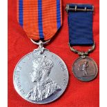 British 1911 Coronation Medal, Police issue & miniature Royal Humane Society medal