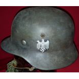 WW2 German Army single decal M35 steel helmet by Emaillerwerke A.G. Fulda