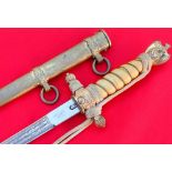 WW2 German Navy officer’s 2nd pattern dagger, scabbard & knot by Carl Eickhorn of Solingen.