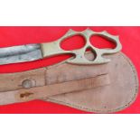 WW2 British Middle East commando ‘deaths head skull’ knuckle knife & scabbard.