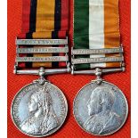 British Army Boer War medal pair to Gunner T. Patterson, Royal Artillery