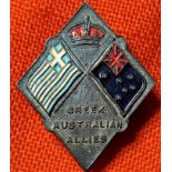 WW2 era Greek Australian Allies patriotic badge by Amor