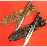 1960s U.S. Vietnam era Camillus jet pilot knife survival knives with scabbards (2)