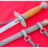 WW2 German Luftwaffe Officers 2nd pattern dagger, with scabbard knot and hangers by S.M.F