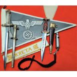 Lot of WW2 German replica miniature daggers & insignia (5)
