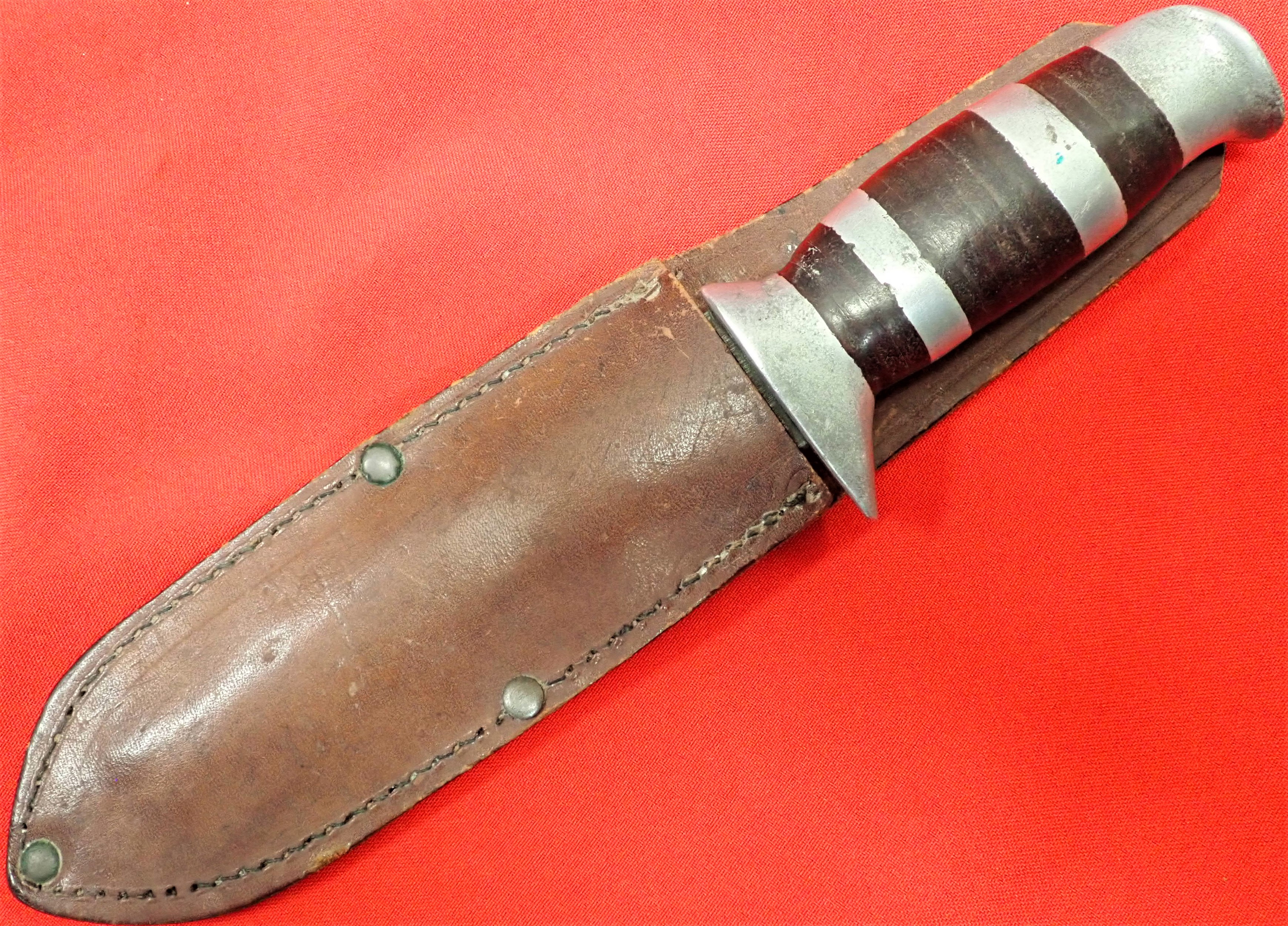 WW2 Australian fighting knife & scabbard, being originally gifted by Levenson Radio, Sydney. - Image 11 of 11