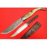 20th century Spanish green horn navaja folding knife and small Hunter (2)