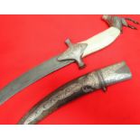 1900’s Indo Persian damascus blade dagger with koftgari handle & scabbard
