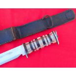 WW2 U.S. long blade EGW fighting knife & scabbard by E.G. Waterman